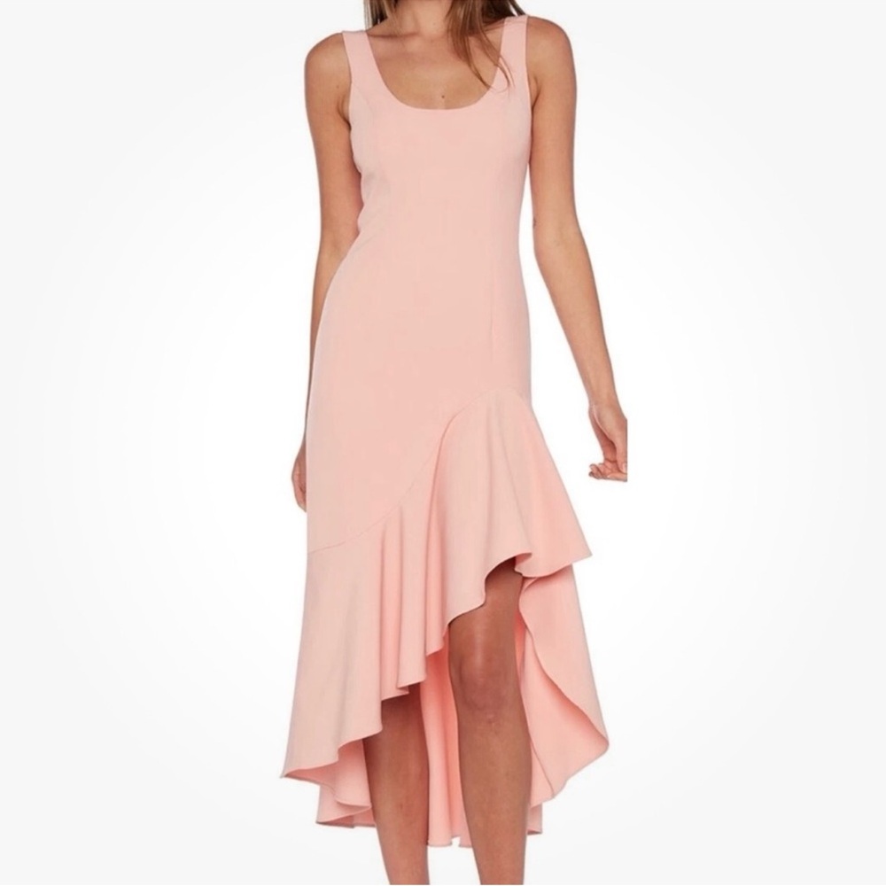 NWT BARDOT | Esther Frill Sleeveless High-Low Ruffle Dress in Peachy Pink Sz. 8 - Picture 6 of 6